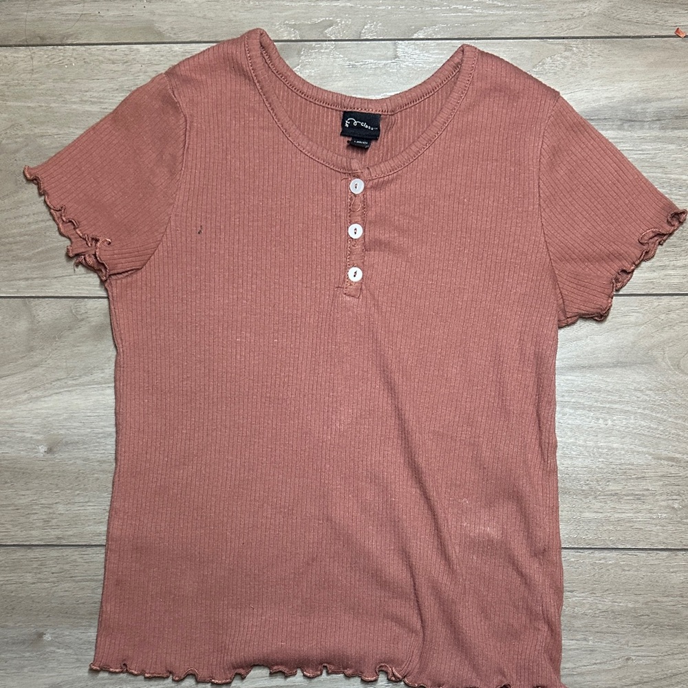 art class Ribbed Button Tee - Rust